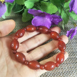 Red Agate Fret Slub Rice Bead Jade Bracelet Lucky Amulet