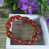 Red Agate Fret Slub Rice Bead Jade Bracelet Lucky Amulet