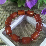 Red Agate Fret Slub Rice Bead Jade Bracelet Lucky Amulet