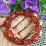 Red Agate Fret Slub Rice Bead Jade Bracelet Lucky Amulet