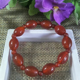 Red Agate Fret Slub Rice Bead Jade Bracelet Lucky Amulet