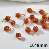 Red Agate Gemstone Bead Hand-wound Pendant for DIY Jewelry