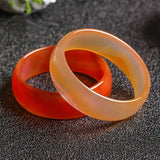 Natural Red Agate Hand-carved Wide Band Children's Bracelet