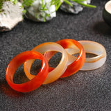 Natural Red Agate Hand-carved Wide Band Children's Bracelet