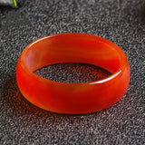 Natural Red Agate Hand-carved Wide Band Children's Bracelet