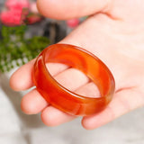 Natural Red Agate Hand-carved Wide Band Children's Bracelet