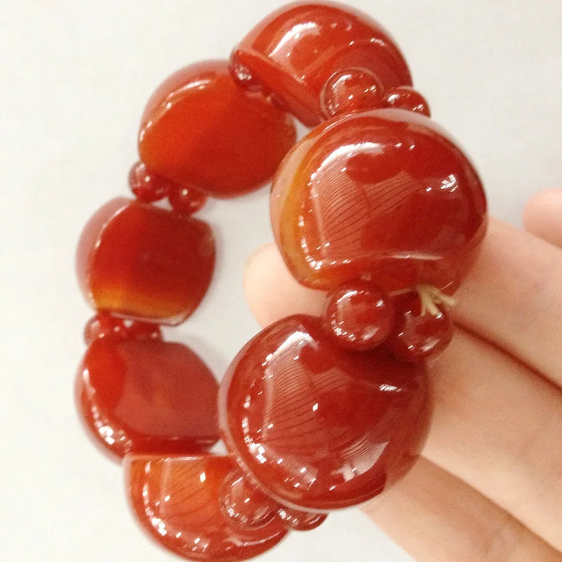 Red Agate Jade Bracelet Healing Gemstone Jewelry Carnelian Beads