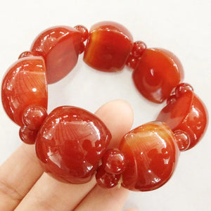 Red Agate Jade Bracelet Healing Gemstone Jewelry Carnelian Beads