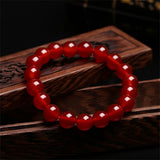 Red Agate Jade Bracelet 6-20mm Beads Gem Stone Elastic Lucky Jewelry