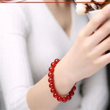 Red Agate Jade Bracelet 6-20mm Beads Gem Stone Elastic Lucky Jewelry
