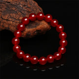 Red Agate Jade Bracelet 6-20mm Beads Gem Stone Elastic Lucky Jewelry
