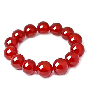 Red Agate Jade Bracelet 6-20mm Beads Gem Stone Elastic Lucky Jewelry