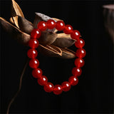 Red Agate Jade Bracelet 6-20mm Beads Gem Stone Elastic Lucky Jewelry