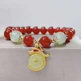 Red Agate Jade Bracelets w/ Lucky Charm YBR1024