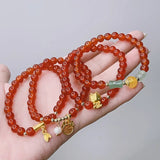 Red Agate Jade Bracelets w/ Lucky Charm YBR1024