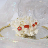 Red Agate Lucky Jinbao Bracelet Copper Coin Shape Lady Pendant