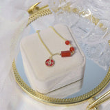 Red Agate Lucky Jinbao Bracelet Copper Coin Shape Lady Pendant