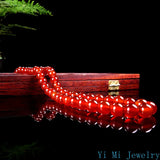 Natural Red Agate Necklace Women's Long Necklace Carnelian Necklace