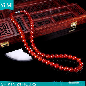 Natural Red Agate Necklace Women's Long Necklace Carnelian Necklace
