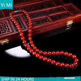 Natural Red Agate Necklace Women's Long Necklace Carnelian Necklace