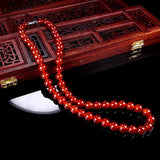 Natural Red Agate Necklace Women's Long Necklace Carnelian Necklace