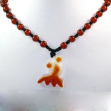 Natural Red Agate Gold-fish Pendant Necklace Jewelry