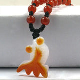 Natural Red Agate Gold-fish Pendant Necklace Jewelry