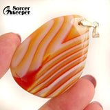 Natural Red Agate Pendant Crystal Slice Healing Stone Beads