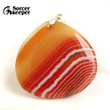 Red Agate Pendant Charm Crystal Slice Necklace Brazil Healing Stone Beads
