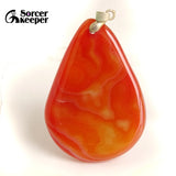Red Agate Pendant Natural Crystal Slice Brazil Healing Reiki Stone Beads