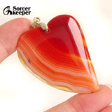 Red Agate Pendant Crystal Slice Healing Reiki Stone Beads
