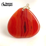 Red Agate Pendants Crystal Slice Healing Stone Necklace