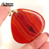 Red Agate Pendants Crystal Slice Healing Stone Necklace