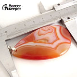 Red Agate Pendant Necklace Crystal Slice Healing Reiki Stone Beads