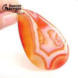Red Agate Pendant Necklace Crystal Slice Healing Reiki Stone Beads