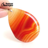 Red Agate Pendant Charm Necklace Crystal Slice Brazil Healing Reiki Stone Beads