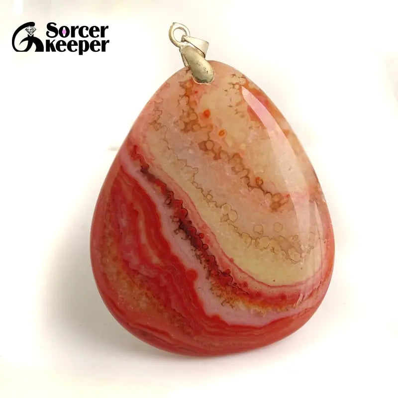 Red Agate Pendant Charm Necklace Crystal Slice Brazil Stone Beads