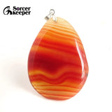 Red Agate Pendant Charm Necklace Crystal Slice Brazil Healing Reiki Stone Beads