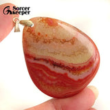 Red Agate Pendant Charm Necklace Crystal Slice Brazil Stone Beads