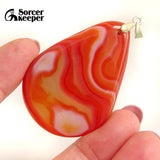 Red Agate Pendant Natural Crystal Slice Brazil Healing Reiki Stone Beads