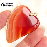 Red Agate Pendant Crystal Slice Healing Reiki Stone Beads
