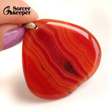 Red Agate Pendants Crystal Slice Healing Stone Necklace