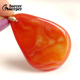 Red Agate Pendant Natural Crystal Slice Brazil Healing Reiki Stone Beads