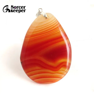 Red Agate Pendant Charm Necklace Crystal Slice Brazil Healing Reiki Stone Beads
