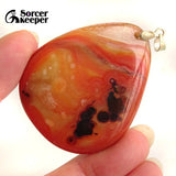 Red Agate Pendant Charm Necklace Crystal Slice Brazil Stone Beads