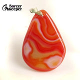 Red Agate Pendant Natural Crystal Slice Brazil Healing Reiki Stone Beads