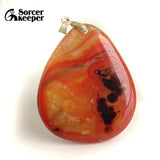 Red Agate Pendant Charm Necklace Crystal Slice Brazil Stone Beads