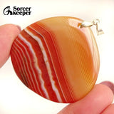 Red Agate Pendant Charm Crystal Slice Necklace Brazil Healing Stone Beads