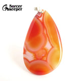 Red Agate Pendant Necklace Crystal Slice Healing Reiki Stone Beads