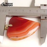 Red Agate Pendant Crystal Slice Healing Reiki Stone Beads